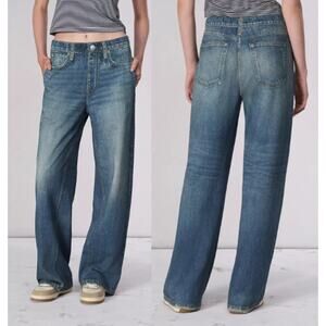 Mila Rosebella Elastic Waist Wide Leg Sweatpants Jeans Dark Blue Women's Size M